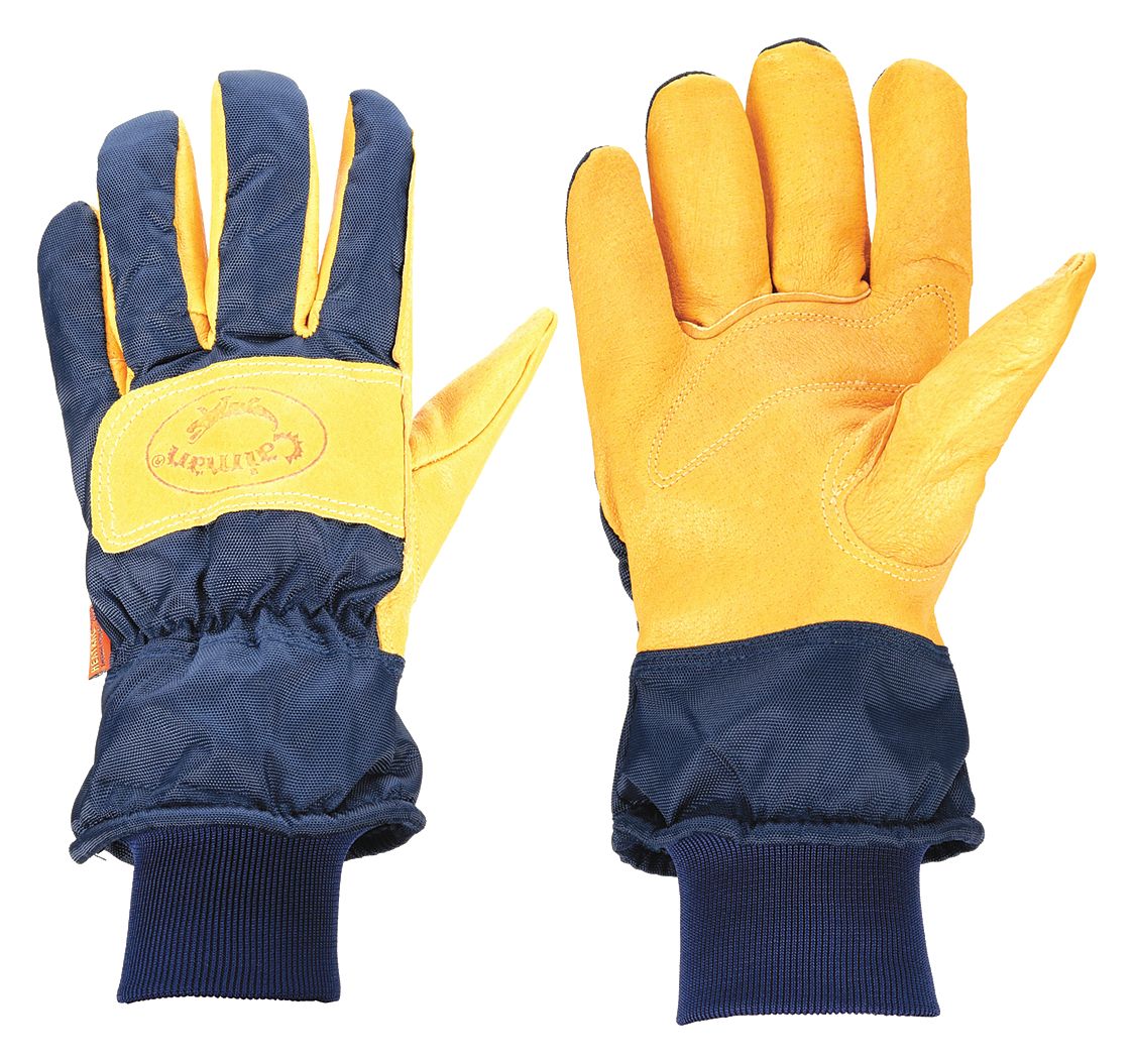 LEATHER GLOVES, L (9), PIG GRAIN LEATHER PREMIUM, FULL FINGER, FLEECE, NAVY