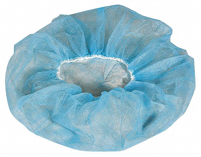 PLEATED BOUFFANT CAP, GENERAL USE, POLYPROPYLENE, LATEX-FREE, BLUE, 21 IN, 100 PK