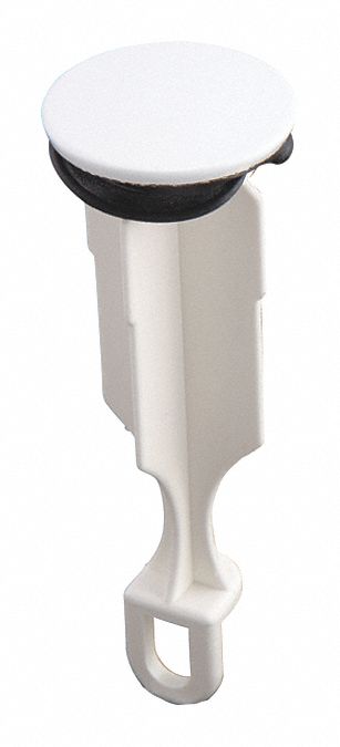Drain Stopper: Plastic, White, Pop Up