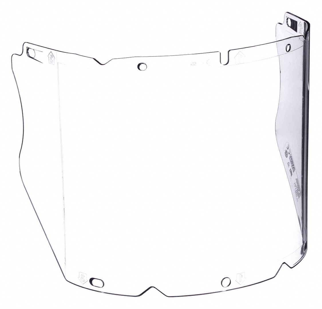 FACESHIELD VISOR, CLEAR, ANTI-FOG, ANTI-SCRATCH, PROPIONATE, MOLDED, 17X8X0.1 IN