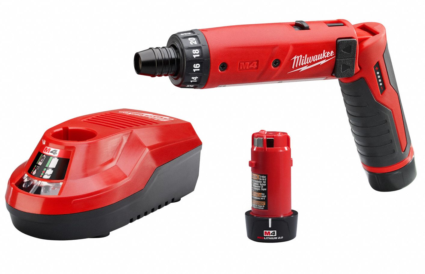 MILWAUKEE Screwdriver Kit, Cordless, 1/4 in Hex Drive Size, 600 RPM ...