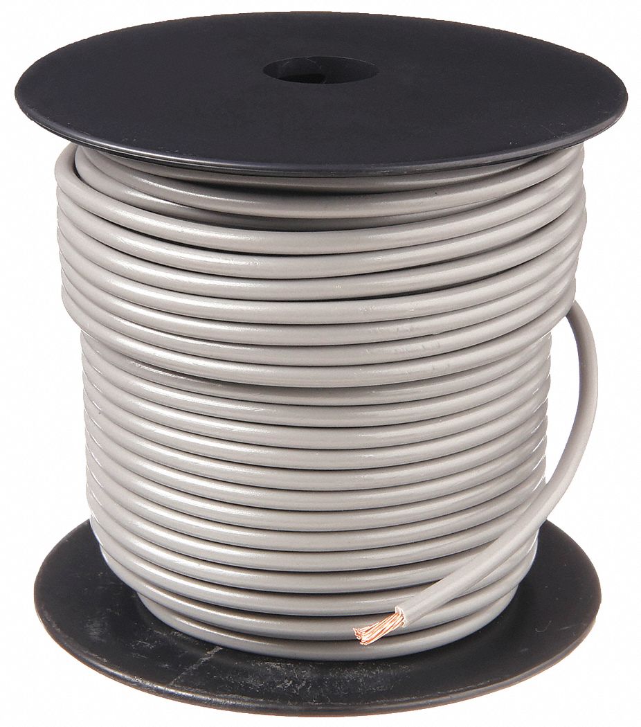 Primary Automotive Wire: GPT, 100 ft, 1 Conductor, 14 AWG, Gray, 60 V Volt