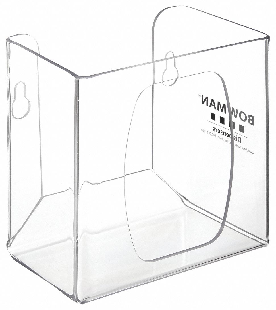 Dry Wipe Dispenser: Wall, (280) Wipes Capacity, Plastic, Clear, Manual