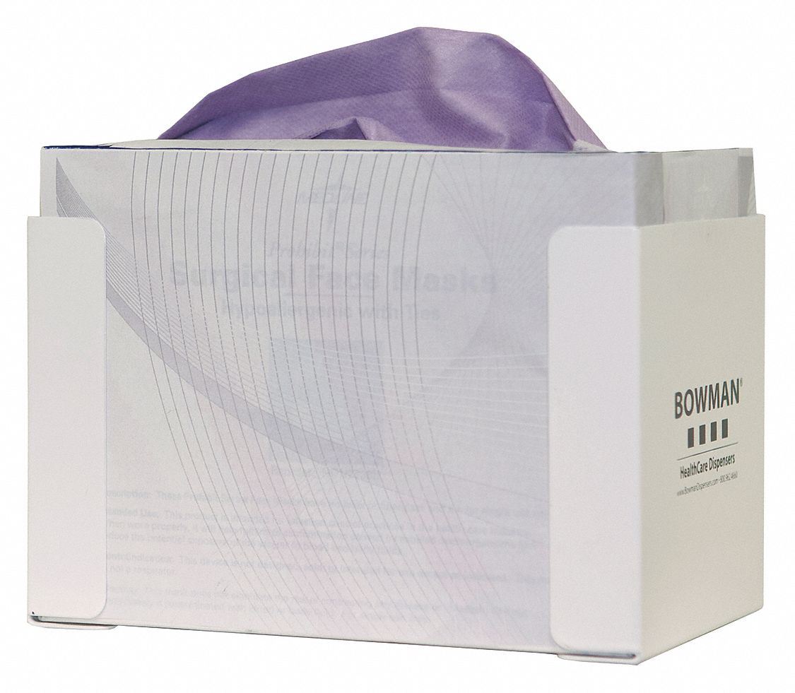BOWMAN DISPENSERS Face Mask Dispenser, Capacity (1) Box of Tie Style Face Masks, Dispenser Style
