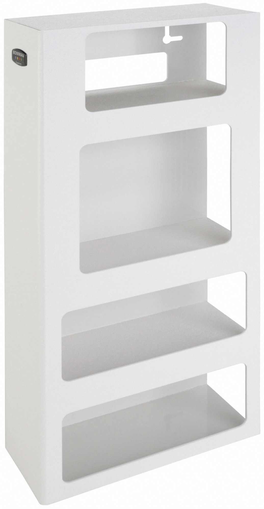 Face Mask Dispenser: Plastic, White, 23 1/2 in H x 10 5/8 in W x 5 in D, Door/Wall