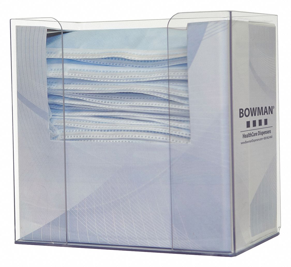 BOWMAN MFG CO Face Mask Dispenser, Capacity (1) Box of Earloop Style Face Masks, Dispenser Style