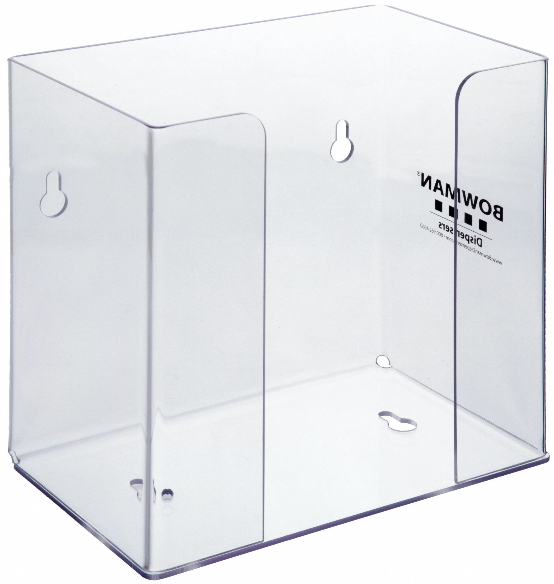 Face Mask Dispenser: PETG Plastic, Clear, 7 3/4 in H x 8 1/8 in W x 4 7/8 in D