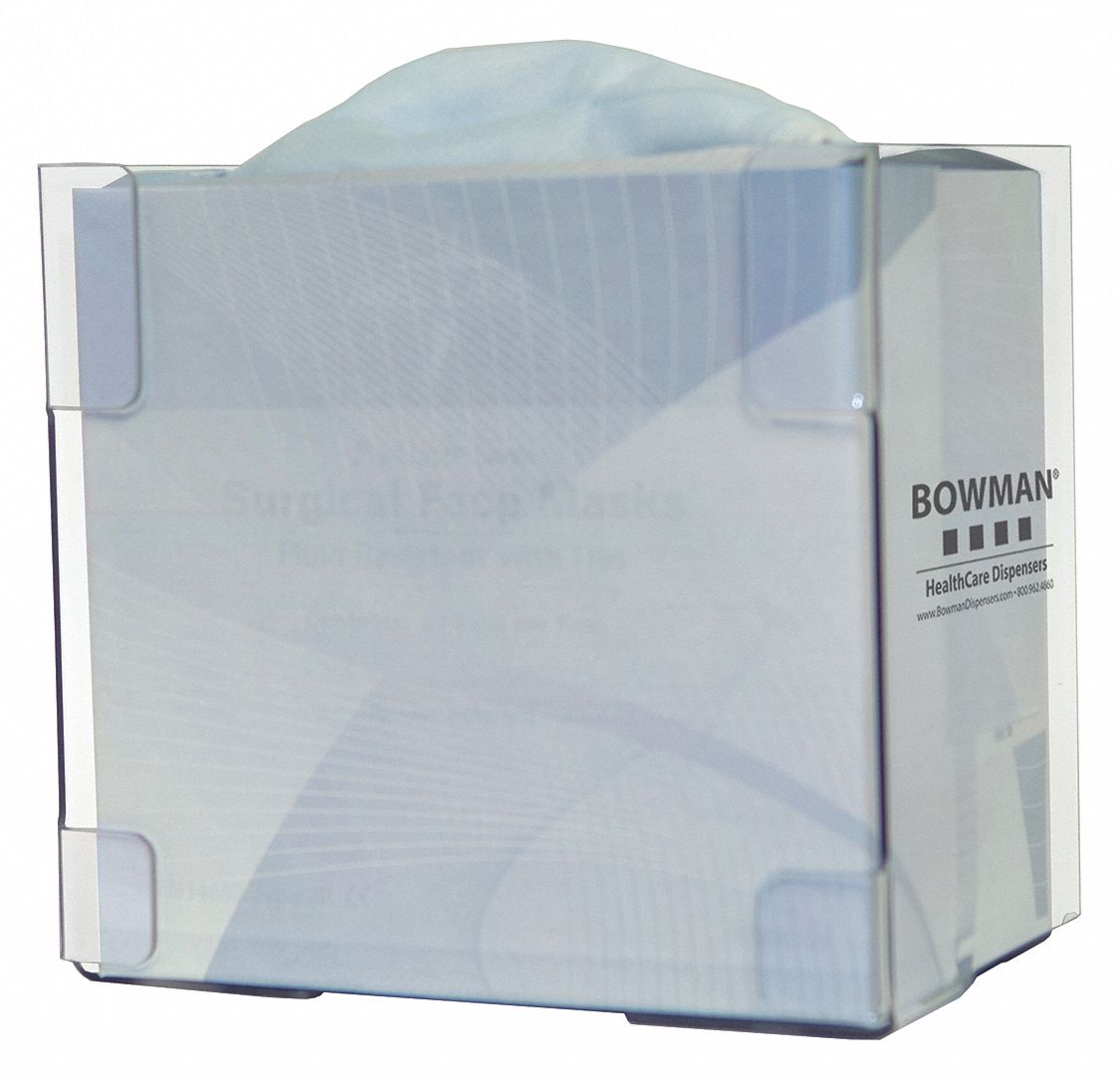BOWMAN DISPENSERS Face Mask Dispenser, Capacity (1) Box of Tie Style Face Masks, Dispenser Style