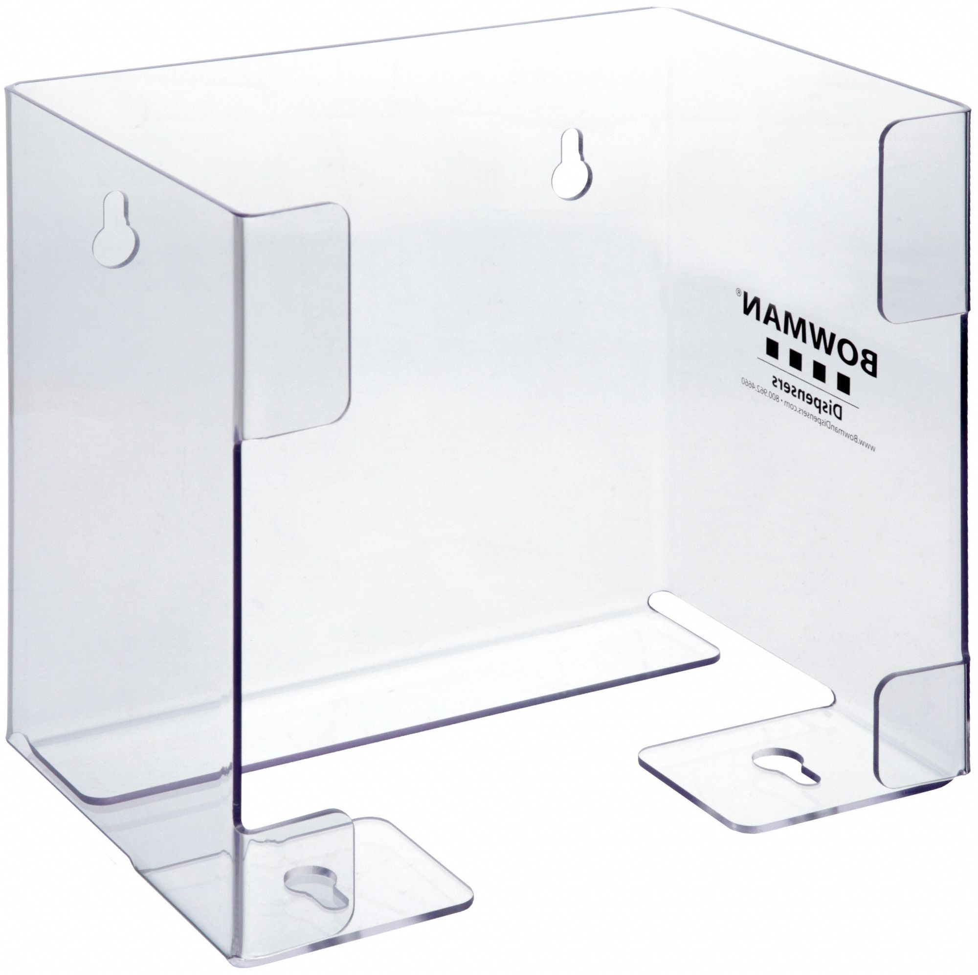 Face Mask Dispenser: PETG Plastic, Clear, 7 5/8 in H x 8 1/8 in W x 5 5/8 in D
