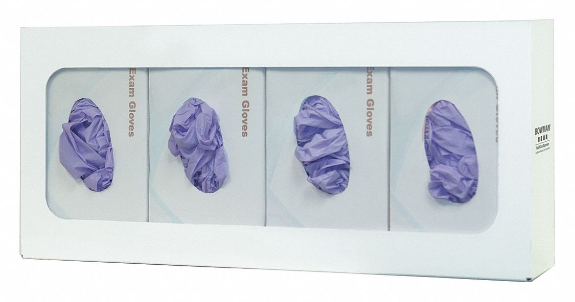 GLOVE BOX DISPENSER, 4 BOXES, POWDER-COATED STEEL, WHITE
