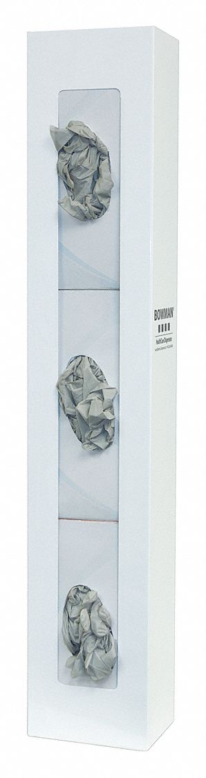 GLOVE BOX DISPENSER, 3 BOXES, POWDER-COATED STEEL, WHITE GLOVE BOX