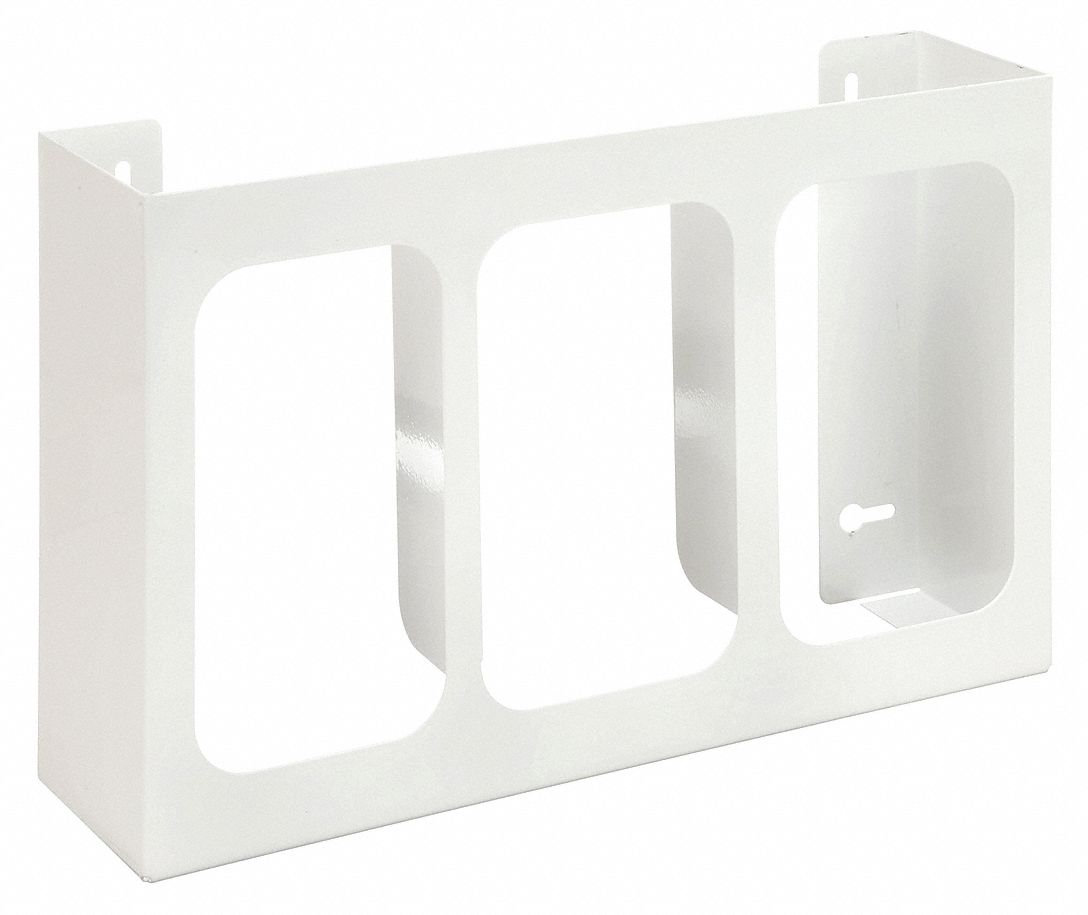 GLOVE BOX DISPENSER, 3 BOXES, POWDER-COATED STEEL, WHITE, FOOD SERVICE/GEN PURPOSE