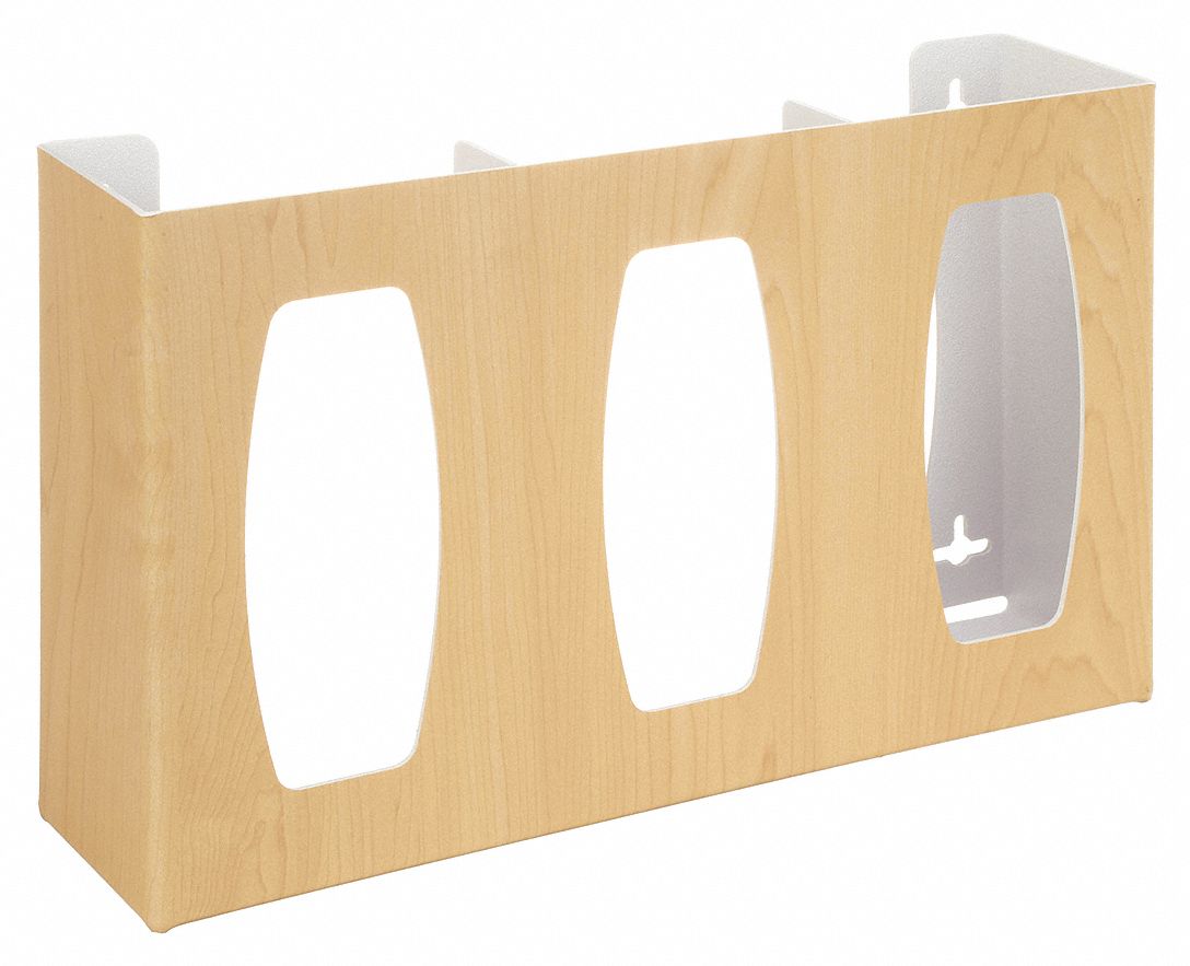 Glove Dispenser: ABS, 17 in Overall Wd, 10 1/8 in Overall Ht, 4 in Overall Dp