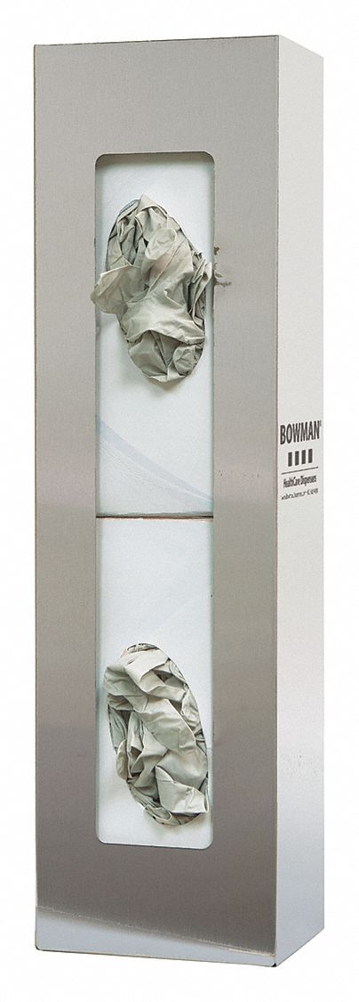 GLOVE BOX DISPENSER, 2 BOXES, STAINLESS STEEL, SILVER GLOVE BOX