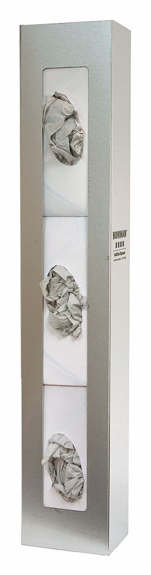 GLOVE BOX DISPENSER, 3 BOXES, STAINLESS STEEL, SILVER