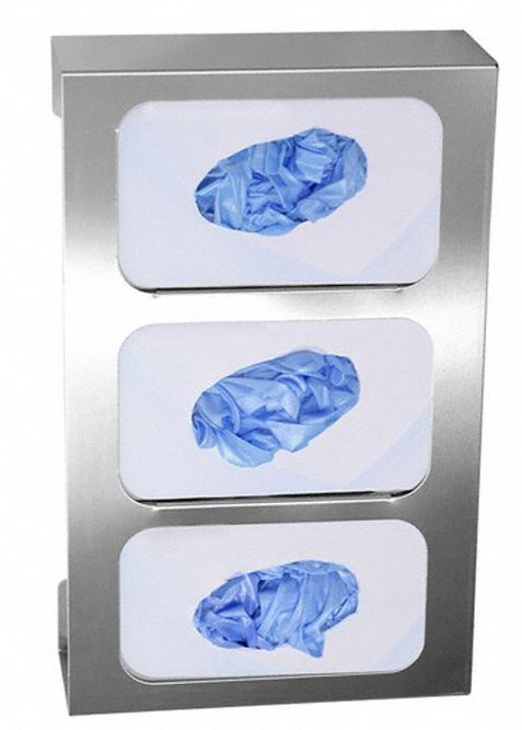 BOWMAN DISPENSERS Glove Box Dispenser: 3 Boxes, Stainless Steel, Silver ...