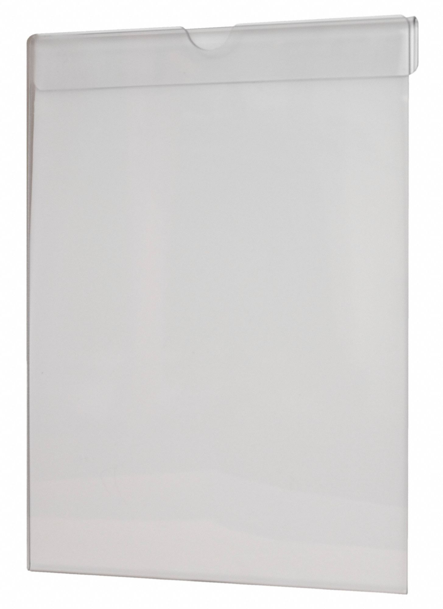 Sign Holder: Clip-On, Plastic, Clear, 11 in Compatible Sheet Ht