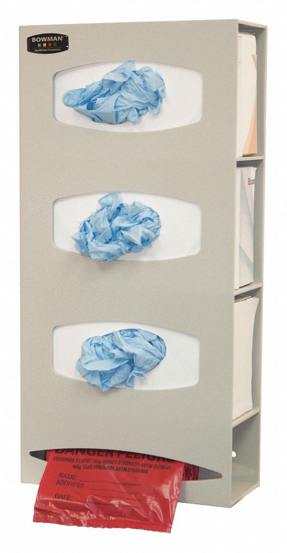 Bowman Dispensers Glove Box Dispenser: 3 Boxes And 1 Roll Of Bags, Abs 