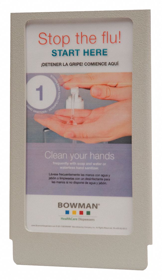 Sign Holder: Adhesive Backing, Plastic, Beige, 8 1/2 in Compatible Sheet Ht