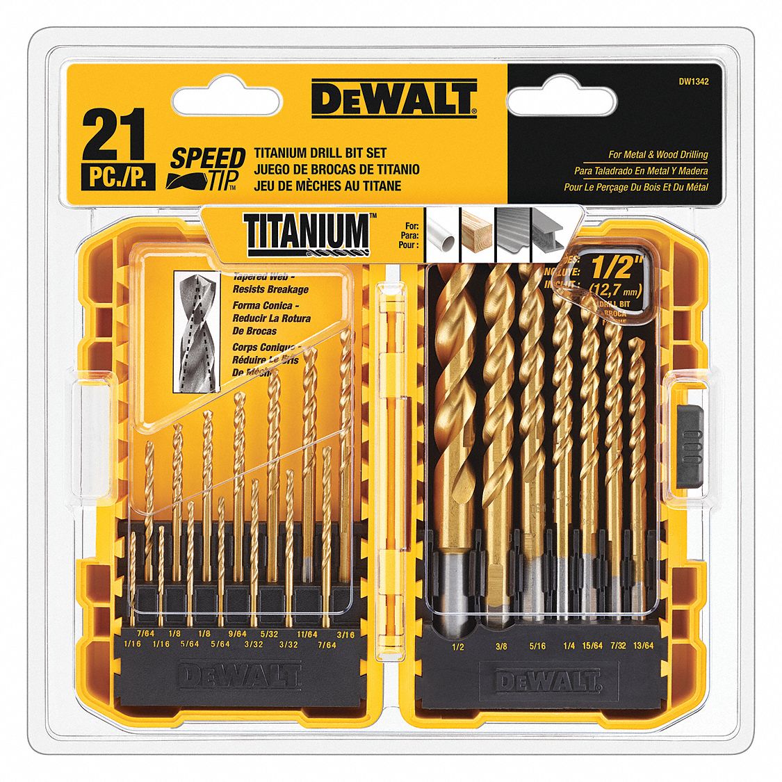 PILOT POINT DRILL SET,21 BITS,STEEL