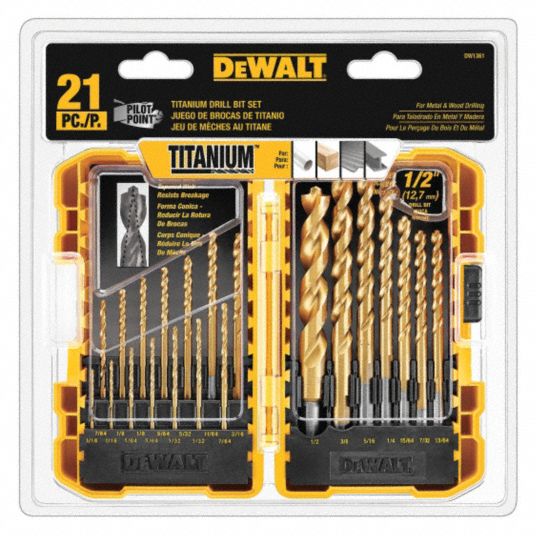 DEWALT Jobber Length Drill Set: 1/16 in Smallest Drill Bit Size, 1/2 in ...