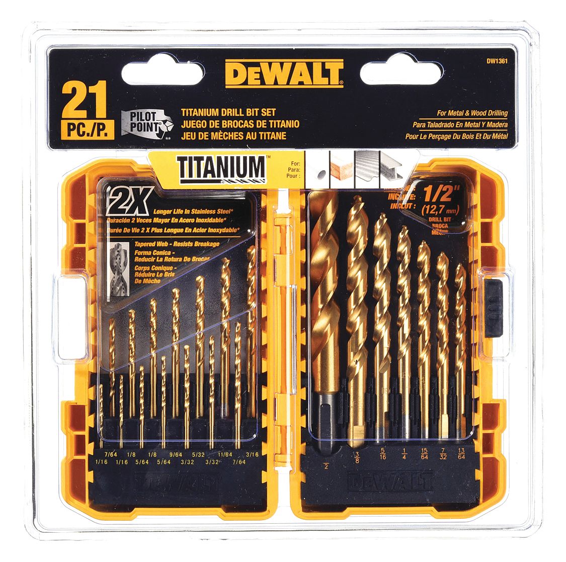 Dewalt Jobber Length Drill Set Number Of Drill Bits 21 135