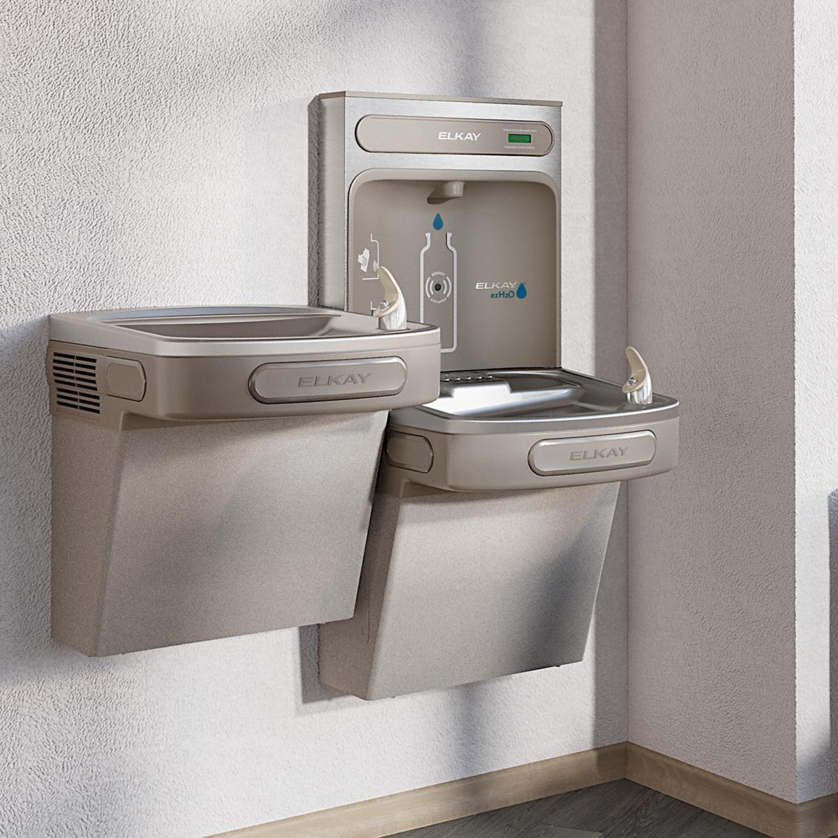 ELKAY Drinking Fountain with Bottle Filler OnWall, Refrigerated, 39 1