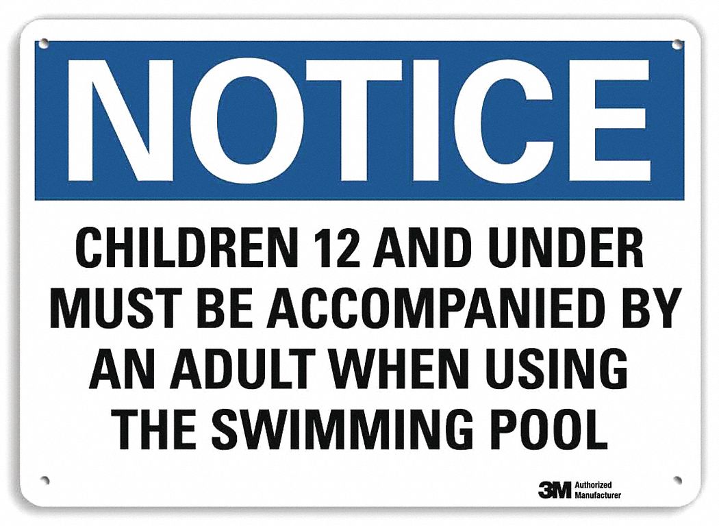 Notice Sign: Plastic, Mounting Holes Sign Mounting, 7 in x 10 in Nominal Sign Size, 0.055 in Thick