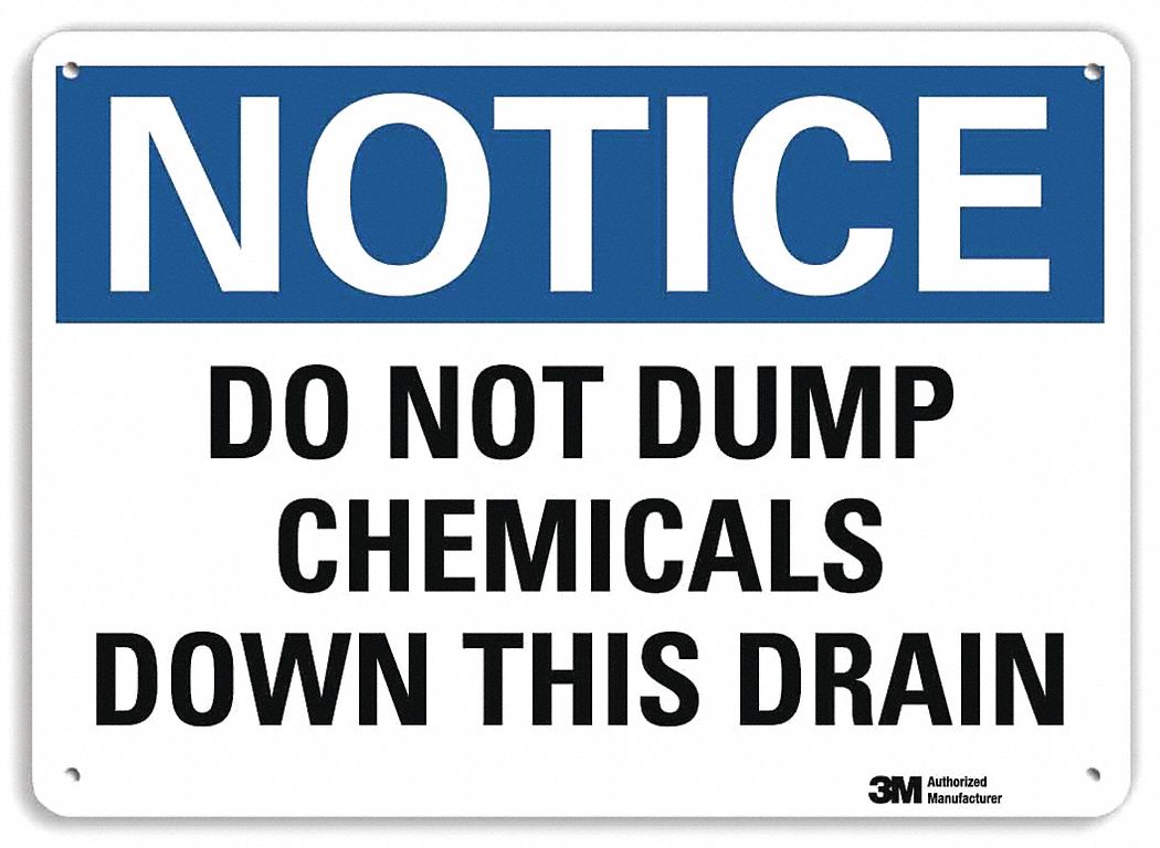Notice Sign: Plastic, Mounting Holes Sign Mounting, 7 in x 10 in Nominal Sign Size, 0.055 in Thick