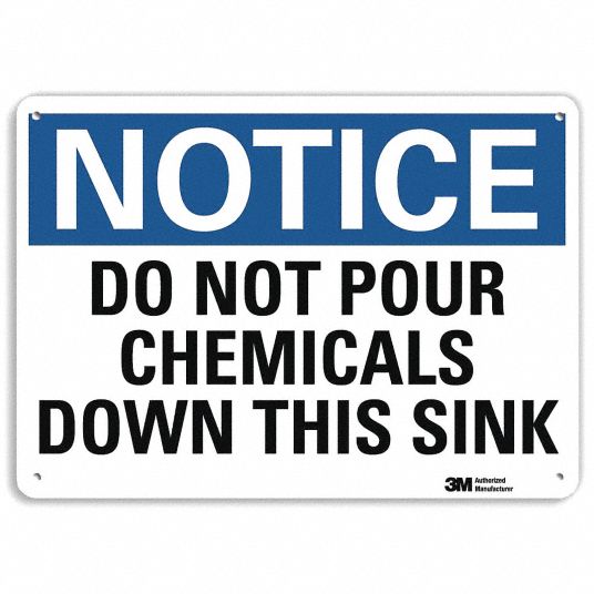 LYLE Notice Sign, Sign Format Traditional OSHA, Do Not Pour Chemicals ...