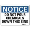 Notice: Do Not Pour Chemicals Down This Sink Signs