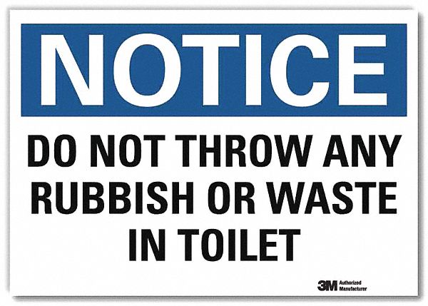 LYLE Notice Sign, Do Not Throw Any Rubbish Or Waste In Toilet, Sign ...