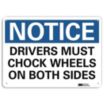 Notice: Drivers Must Chock Wheels On Both Sides Signs