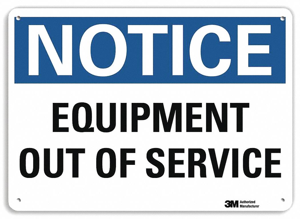 Notice Sign: Plastic, Mounting Holes Sign Mounting, 7 in x 10 in Nominal Sign Size, 0.055 in Thick