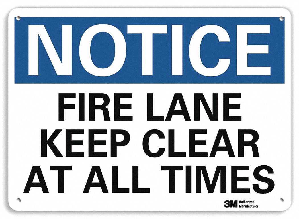 Reflective Fire lane Sign: Aluminum, 10 in x 14 in Nominal Sign Size, Engineer Grade, 0.04 in Thick