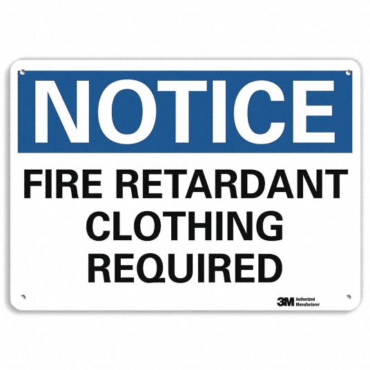 LYLE Notice Sign, Sign Format Traditional OSHA, Fire Retardant Clothing ...