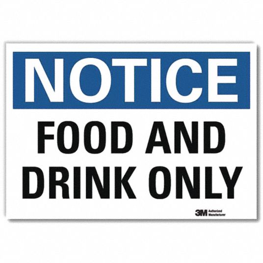 LYLE Notice Sign, Food And Drink Only, Sign Header Notice, Reflective ...