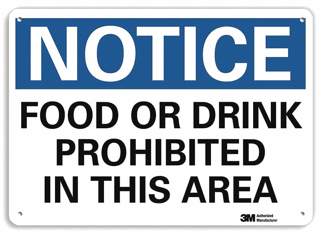 Notice Sign: Plastic, Mounting Holes Sign Mounting, 7 in x 10 in Nominal Sign Size, 0.055 in Thick