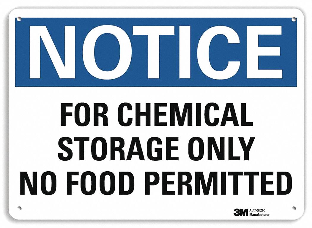 Notice Sign: Plastic, Mounting Holes Sign Mounting, 7 in x 10 in Nominal Sign Size, 0.055 in Thick