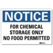 Notice: For Chemical Storage Only No Food Permitted Signs