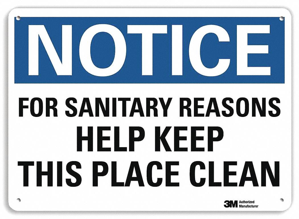Notice Sign: Plastic, Mounting Holes Sign Mounting, 7 in x 10 in Nominal Sign Size, 0.055 in Thick