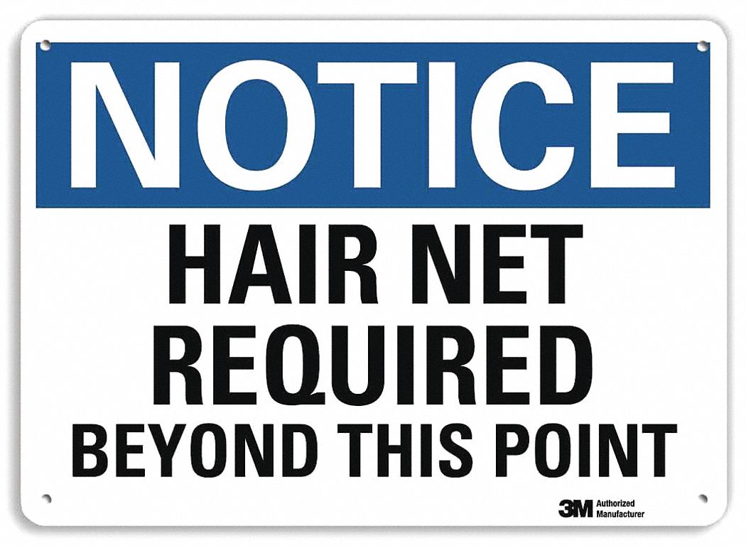 Lyle Notice Sign Hair Net Required Beyond This Point Sign Header Notice Aluminum 7 In X 10 7552