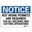 Notice: Hot Work Permits Are Required For All Welding And Cutting Operations Signs
