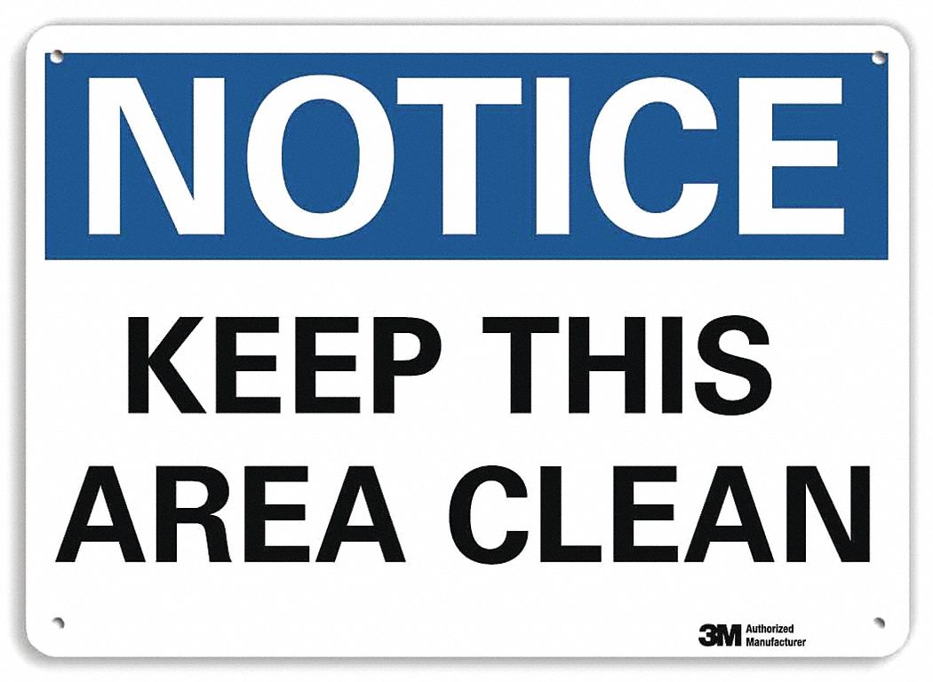 LYLE Notice Sign, Keep This Area Clean, Sign Header Notice, Plastic, 7 ...