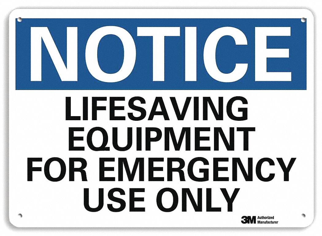 LYLE Notice Sign, Lifesaving Equipment For Emergency Use Only, Sign ...