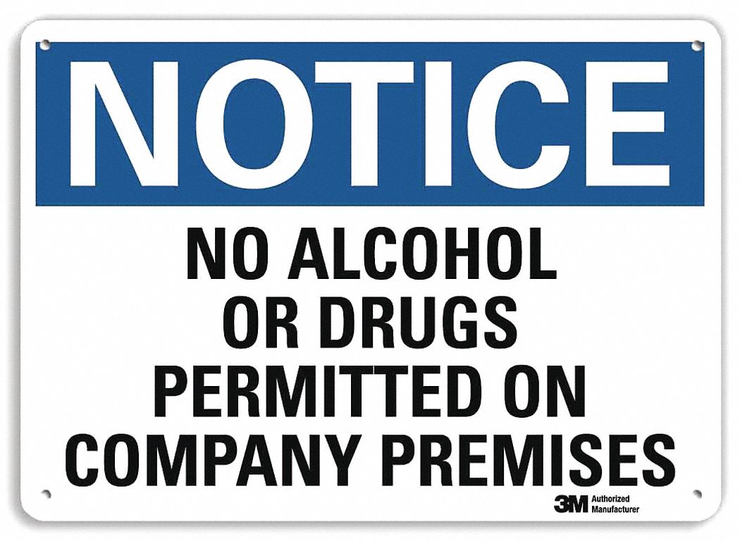 Notice Sign: Plastic, Mounting Holes Sign Mounting, 7 in x 10 in Nominal Sign Size, 0.055 in Thick