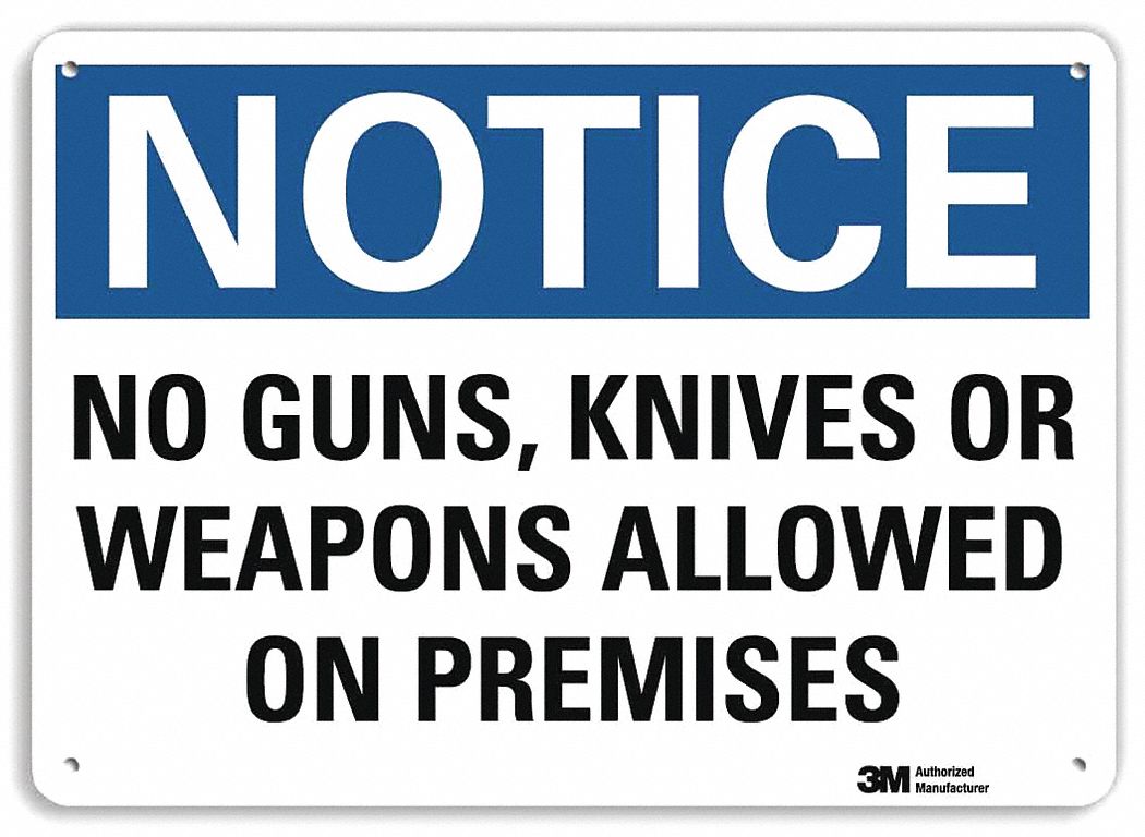 Notice Sign: Plastic, Mounting Holes Sign Mounting, 7 in x 10 in Nominal Sign Size, 0.055 in Thick