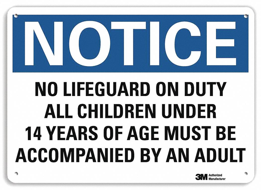 Notice Sign: Plastic, Mounting Holes Sign Mounting, 7 in x 10 in Nominal Sign Size, 0.055 in Thick