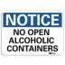 Notice: No Open Alcoholic Containers Signs