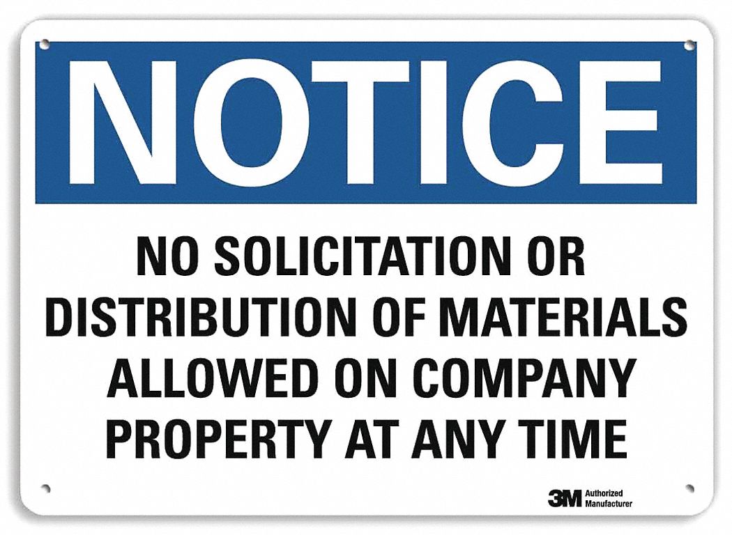 Notice Sign: Plastic, Mounting Holes Sign Mounting, 7 in x 10 in Nominal Sign Size, 0.055 in Thick